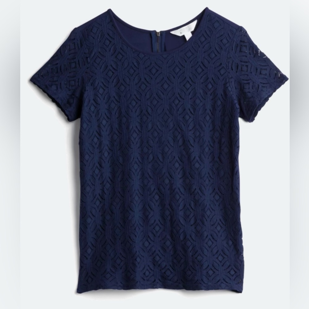 Hans Crochet Front Mixed Material Top